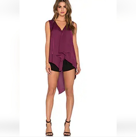 Revolve BCBGMaxAzria Cyprien Flowy Tank in Bordeaux Size Medium - Picture 2 of 7
